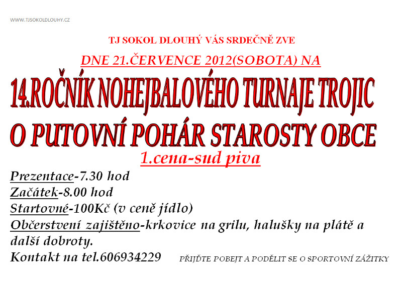 Nohejbalový turnaj 12.7.2012 - TJ Sokol Dlouhý